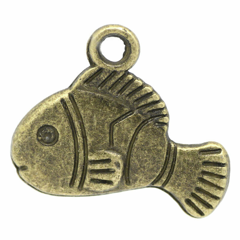 8 pendentifs breloques poisson couleur bronze 17x14 mm