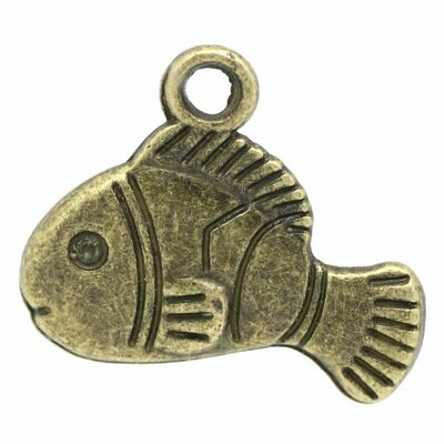 8 pendentifs breloques poisson couleur bronze 17x14 mm
