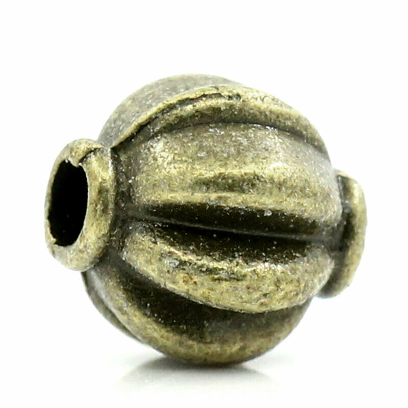 10 perles citrouille couleur bronze 8 x 7 mm
