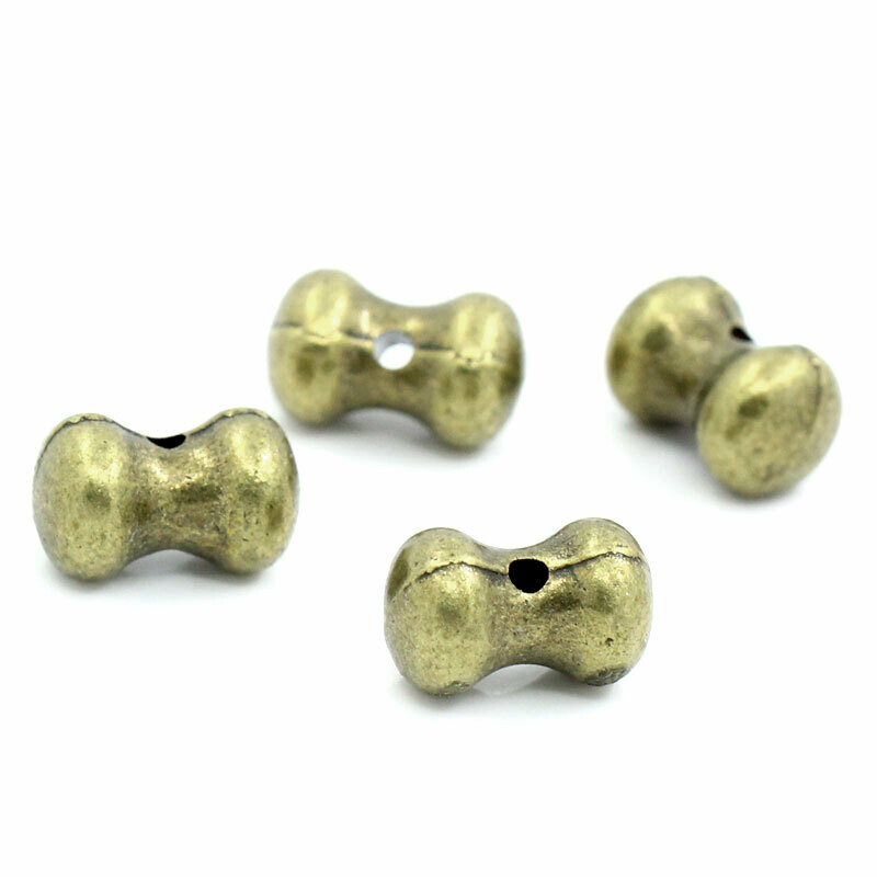 8 perles intercalaires os couleur bronze antique  11,5 x 7 mm