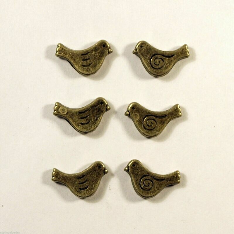10 perles intercalaires métalliques oiseau couleur bronze 15x10 mm
