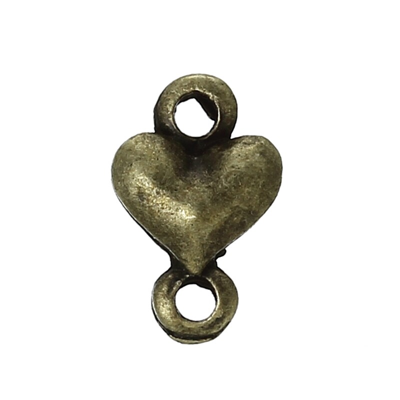 20 connecteurs coeur couleur bronze 10 x 6 mm