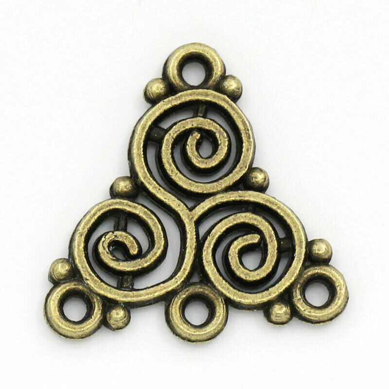 6 connecteurs triangles spirales sapin couleur bronze 20 x 19,5 mm