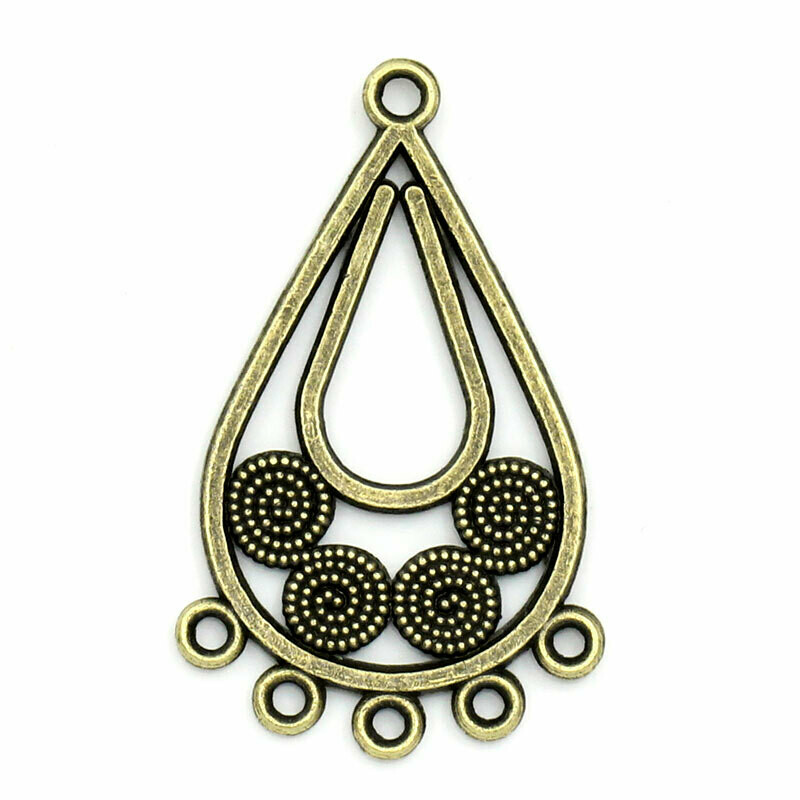 10 pendentifs connecteurs goutte couleur bronze 32 x 19 mm