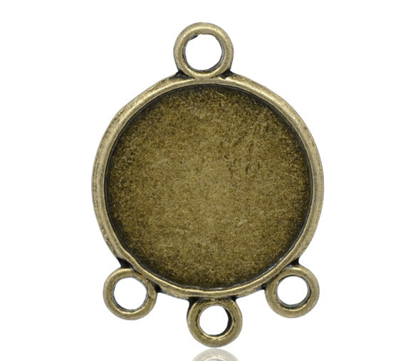 10 connecteurs supports de cabochon ou camée couleur bronze 28 x 20 mm