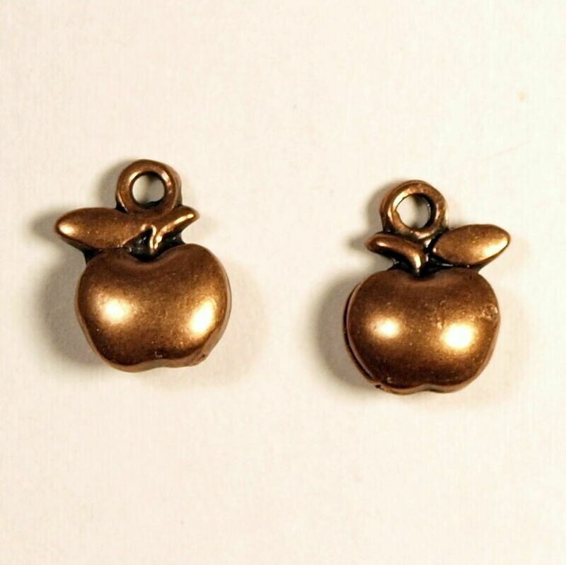 5 petites pommes métalliques couleur cuivre 10x4 mm