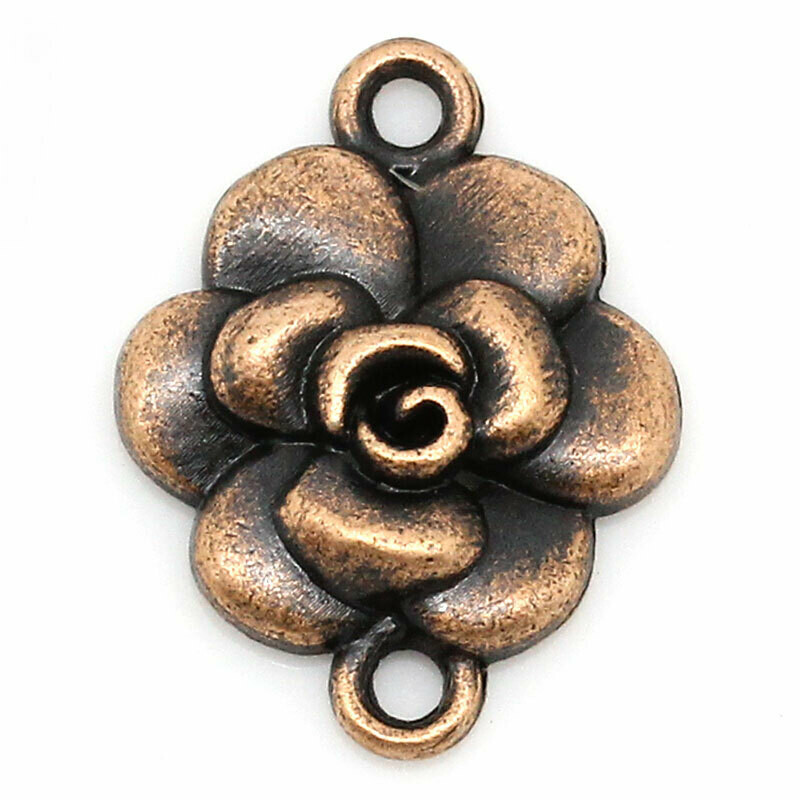 10 connecteurs fleur couleur cuivre 15 x 8 mm