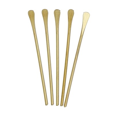 6 tiges en forme de pagaie, spatule, dorées 4,2 cm