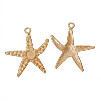 2 pendentif étoile de mer doré (couleur or rose) 28 x 26 mm