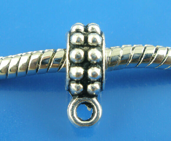6 bélières argentées à picots 13 x 8 mm