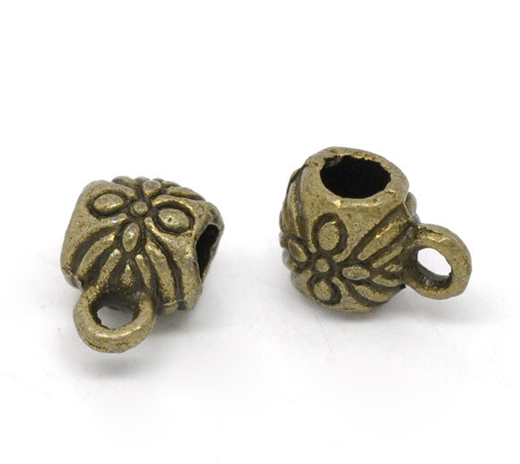 15 bélières couleur bronze 9 x 6 mm