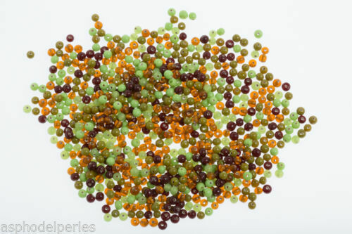 Mélange de perles de verre artisanales rondes 4 mm topaze vert brillant 20g