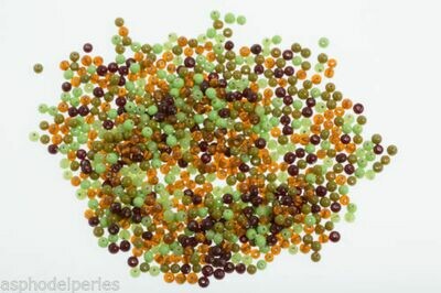 Mélange de perles de verre artisanales rondes 4 mm topaze vert brillant 20g