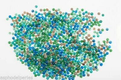 Mélange perles de verre artisanales rondes 4 mm vert émeraude gris brillant 20g