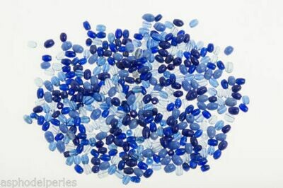 Mélange perles de verre artisanales ovales 5 mm bleu brillant 20g