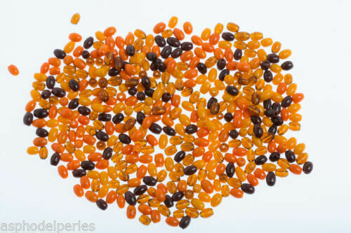 Mélange perles de verre artisanales ovales 5 mm orange topaze brillant 20g