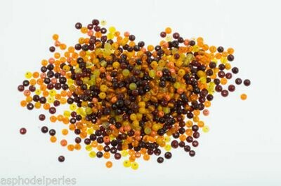 Mélange de perles de verre artisanales rondes 4 mm orange safran brillant 20g