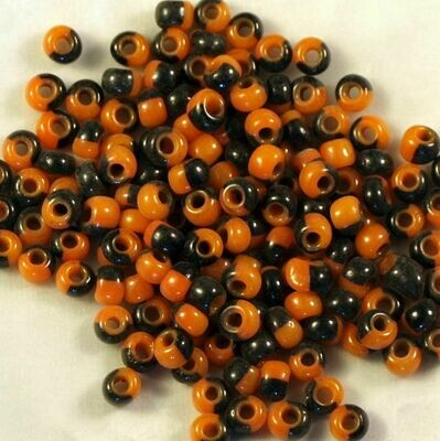 20 g de perles de rocaille française Salvadori bicolore orange noir 4,5-5 mm