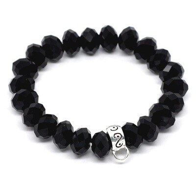 Bracelet à garnir pour breloques charms en donuts cristal de Chine noir 18 cm