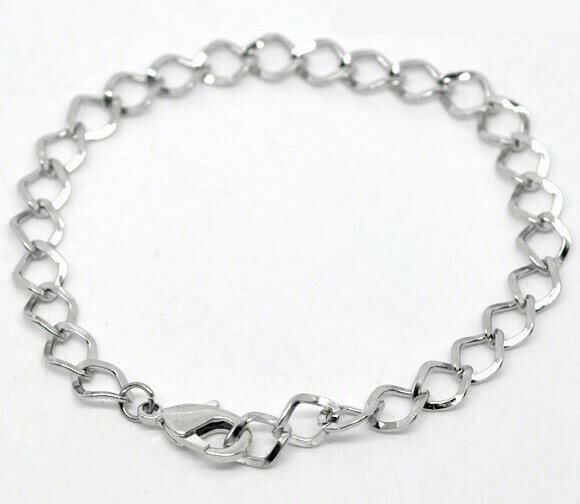 Bracelet chaînette à garnir pour breloques charms 20 cm argenté vieilli