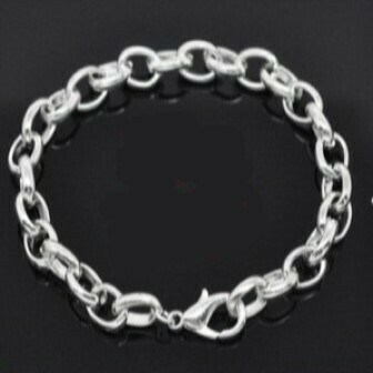Bracelet chaînette à garnir pour breloques charms 18 cm argenté