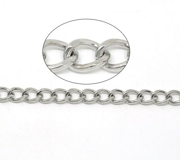 Bracelet chaînette  à garnir pour breloques charms 20 cm argenté