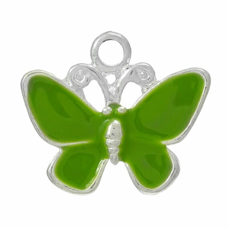 2 pendentifs breloques émaillés papillon 19 x 17 mm