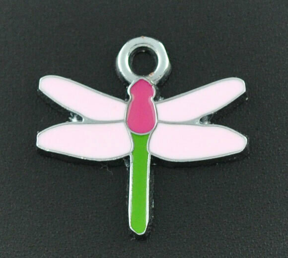 2 pendentifs breloques émaillés libellule 20 x 18