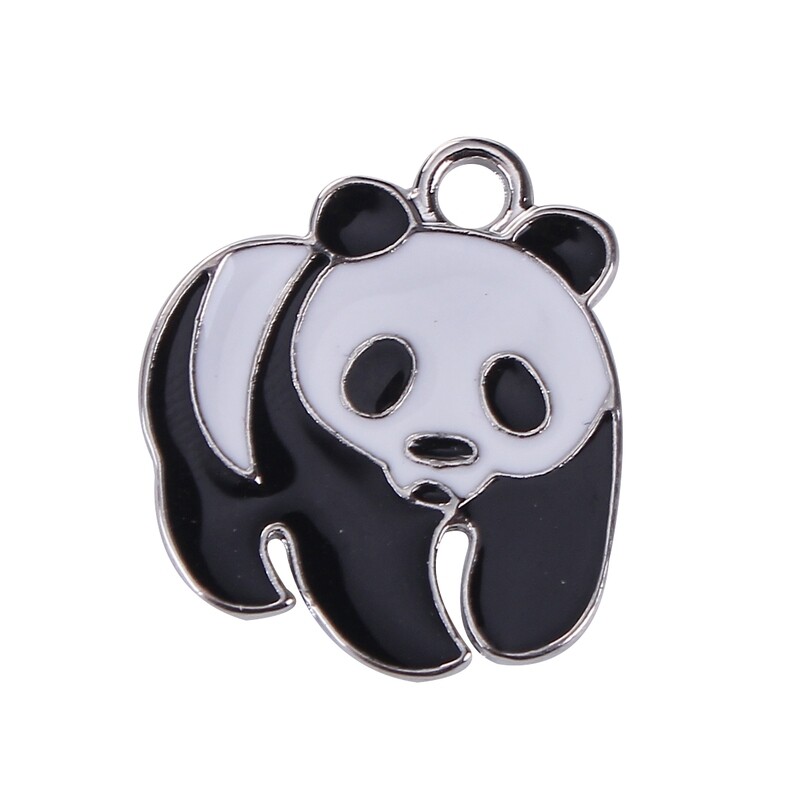 2 pendentifs breloques émaillées panda 23 x 20 mm
