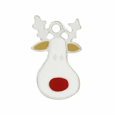 2 pendentifs breloques émaillées renne du Père Noël 21 x 13 mm