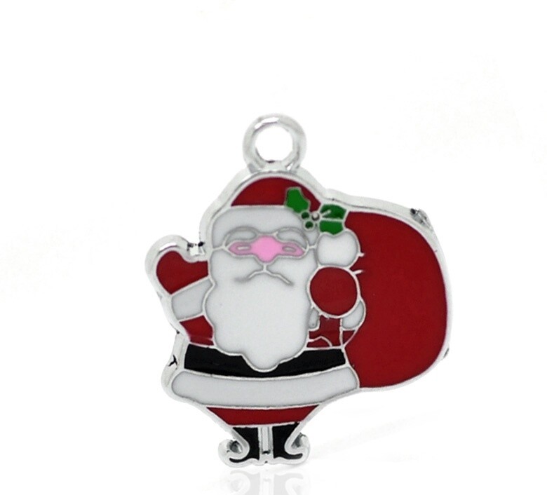 4 pendentifs breloques père Noël 28 x 23 mm