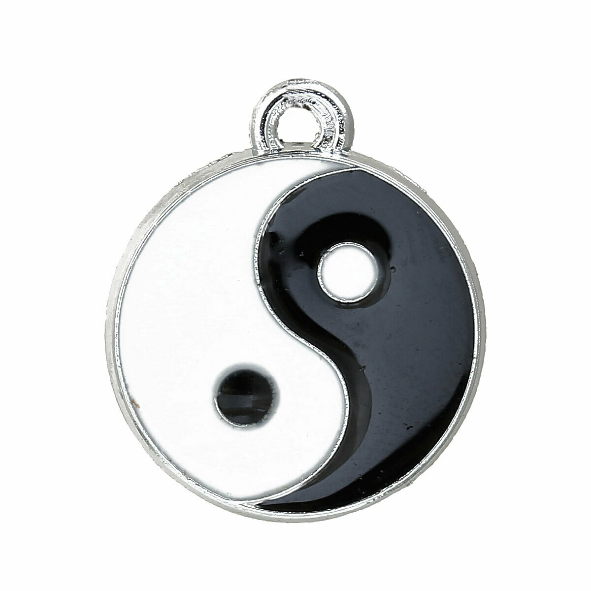 3 pendentifs breloques émaillés ying yang 25 x 20 mm