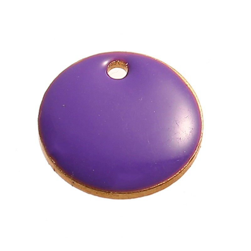 2 breloques sequin émaillé double face rond violet 12 mm