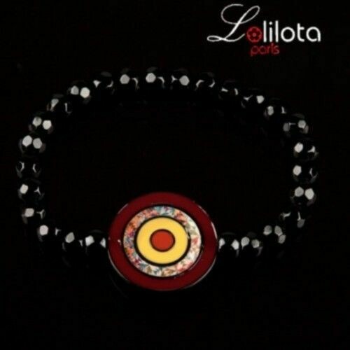 Bracelet Cheyenne cible émaillée chocolat sur élastique