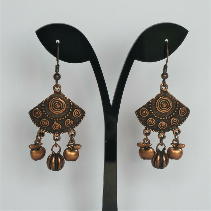 Boucles d'oreilles éventail cuivré