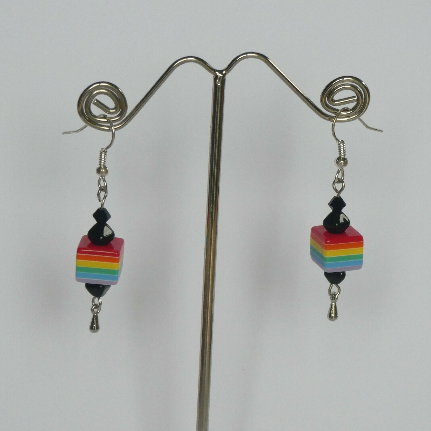 Boucles d'oreilles cube arc en ciel