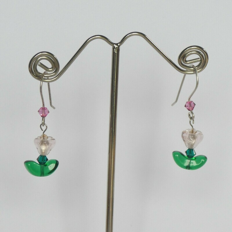 Boucles d'oreilles fleurs roses