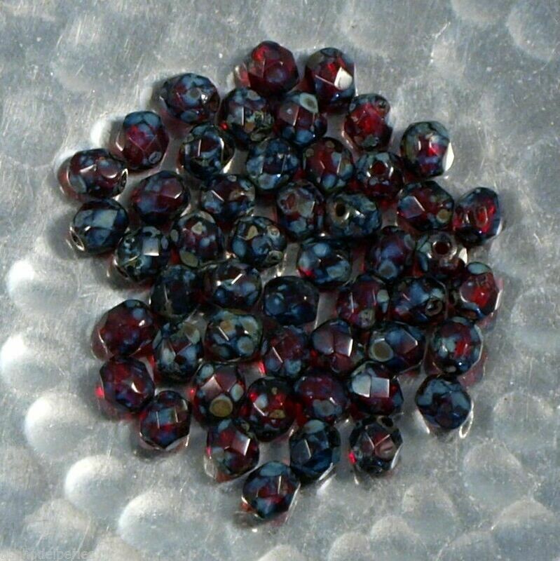 50 facettes de Bohème 4 mm ruby Picasso