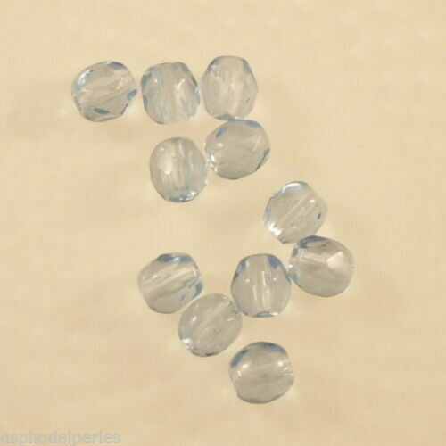 50 perles facettes "cristal de Bohème" verre tchèque 4 mm bleuet