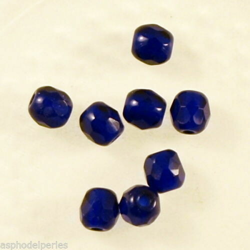 50 facettes de Bohème 4 mm bleu cobalt