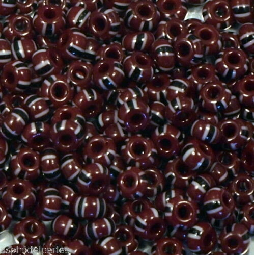 20 g de rocaille rayée Preciosa Ornela marron avec noir et blanc taille 5