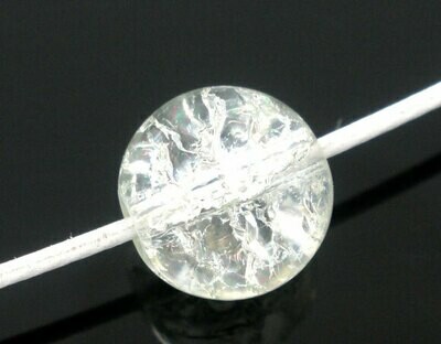 15 perles en verre craquelé transparent 10 mm