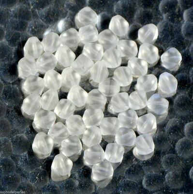 25 perles bicones double pyramide blanc givré 6 mm