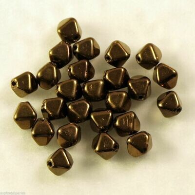25 perles bicones double pyramide dark bronze 6 mm