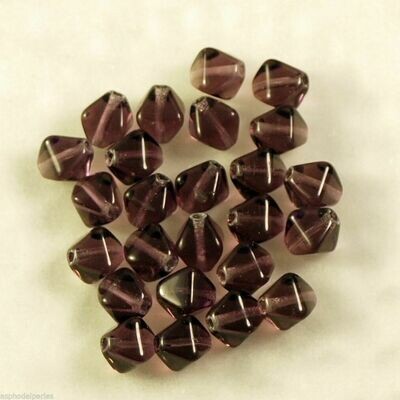 25 perles bicones double pyramide amethyste 6 mm