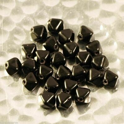 25 perles bicones double pyramide jet noir 6 mm