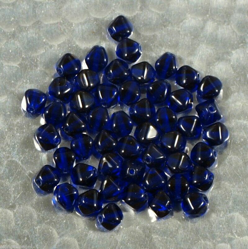25 perles bicones double pyramide cobalt  6 mm