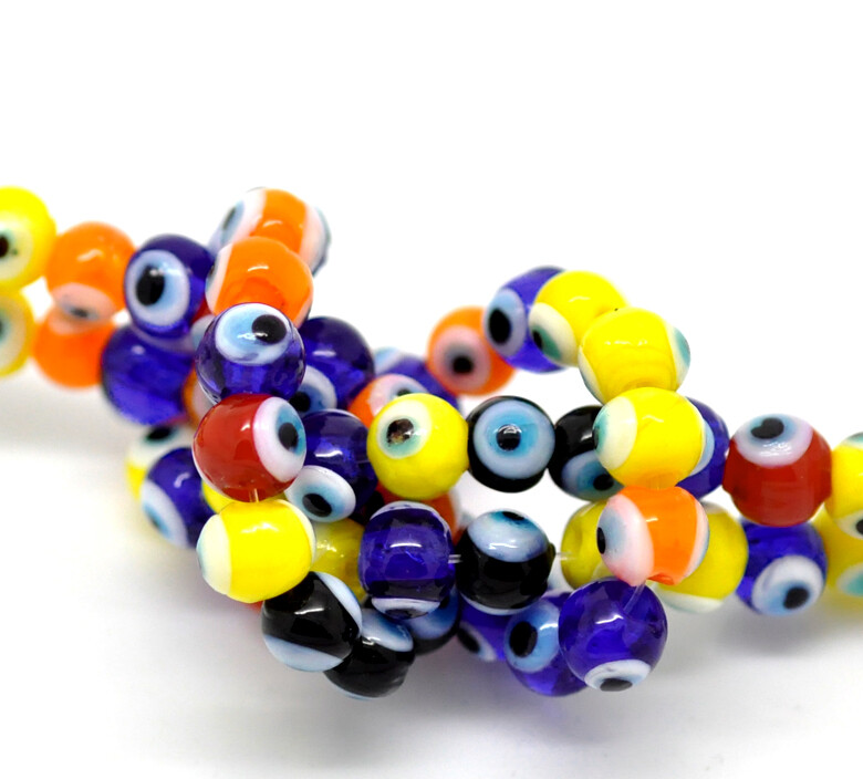 10 perles rondes  oeil 6 mm Couleurs variées