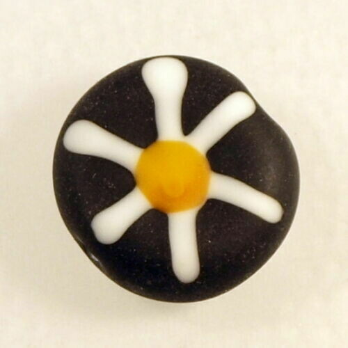 Perle en verre de Bohème soleil noir 17x6 mm