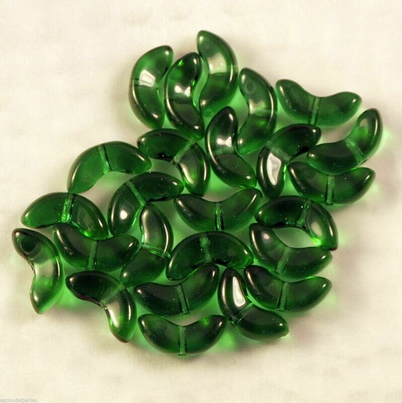 10 perles de verre de Bohème aile d'ange angel wings vert émeraude 15 mm